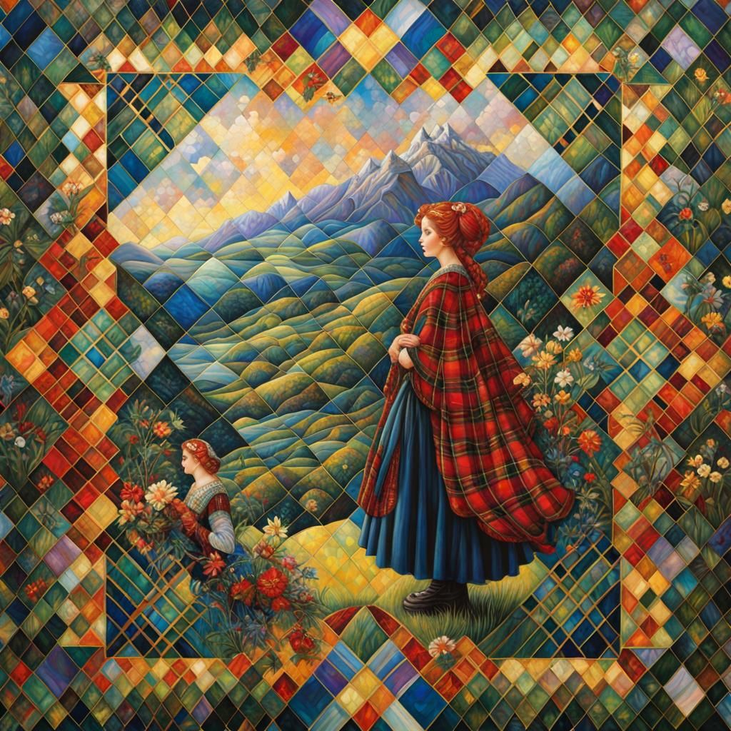 Tartan Jewel Mosaic: Scottish Plaid Expressionism