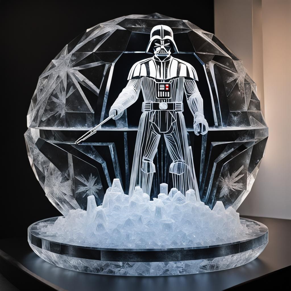 Icy Darth Vader and Death Star Sculpture