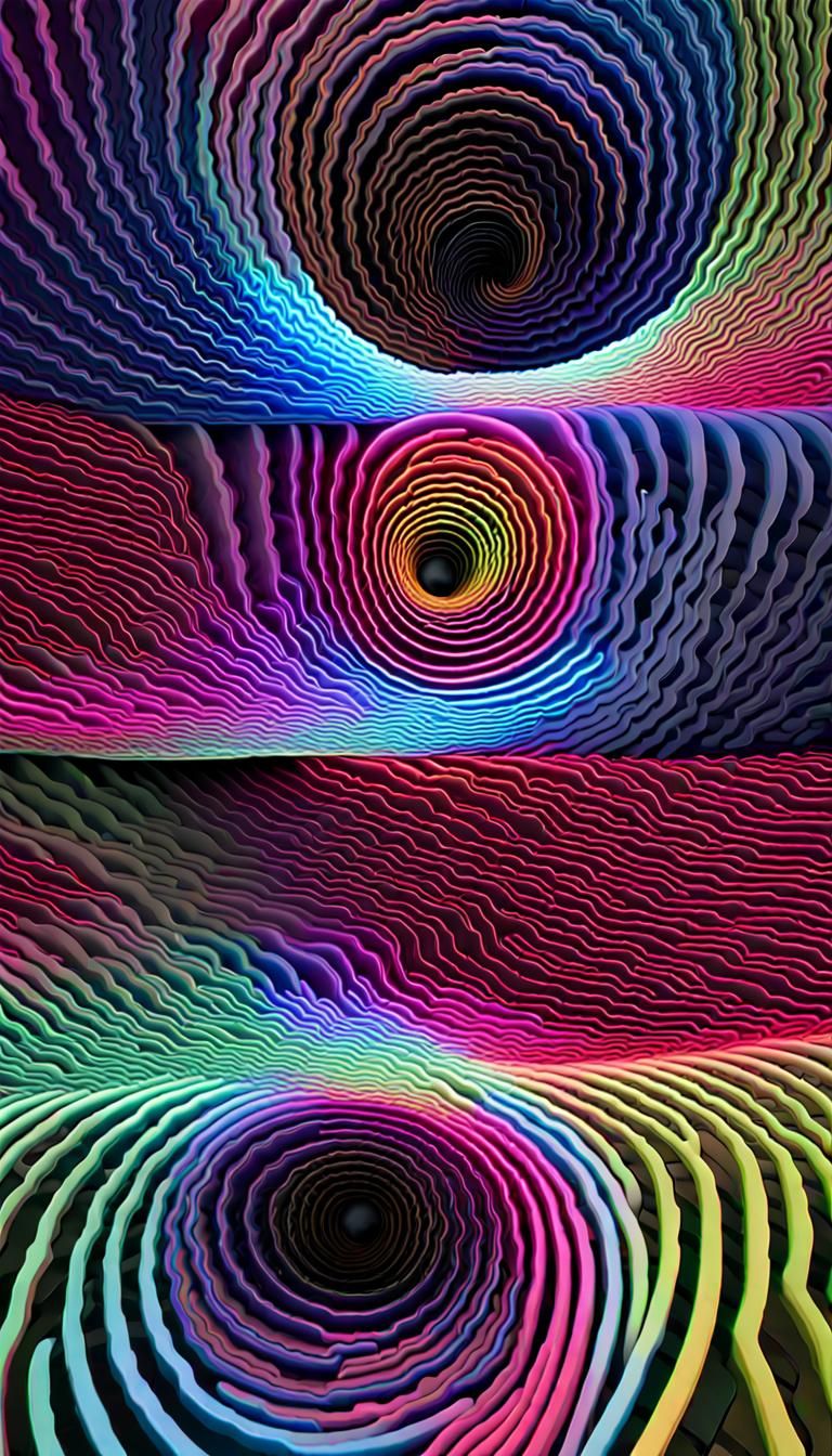 3D Neon Vortex Cannon Magnetic Field Patterns