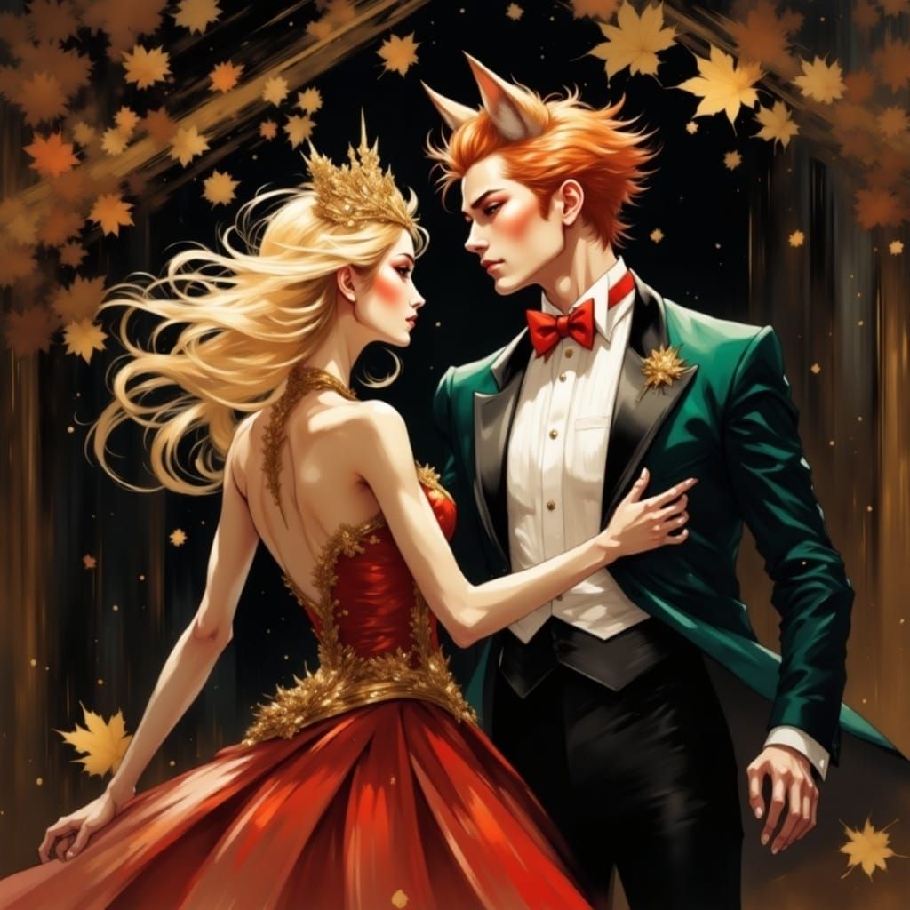 Werewolf Couple Dancing at Autumn Formal