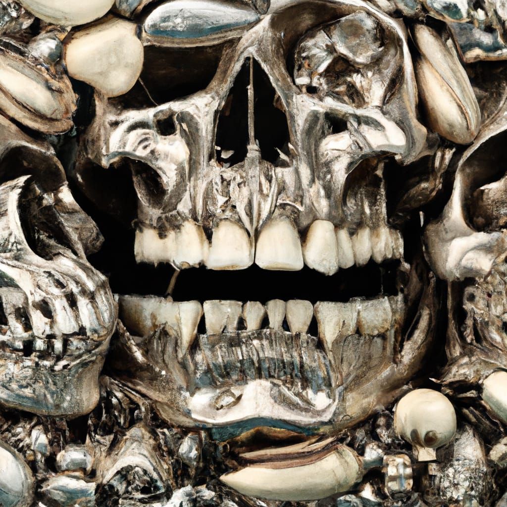 Horror Skull Collage in a Psychedelic Style