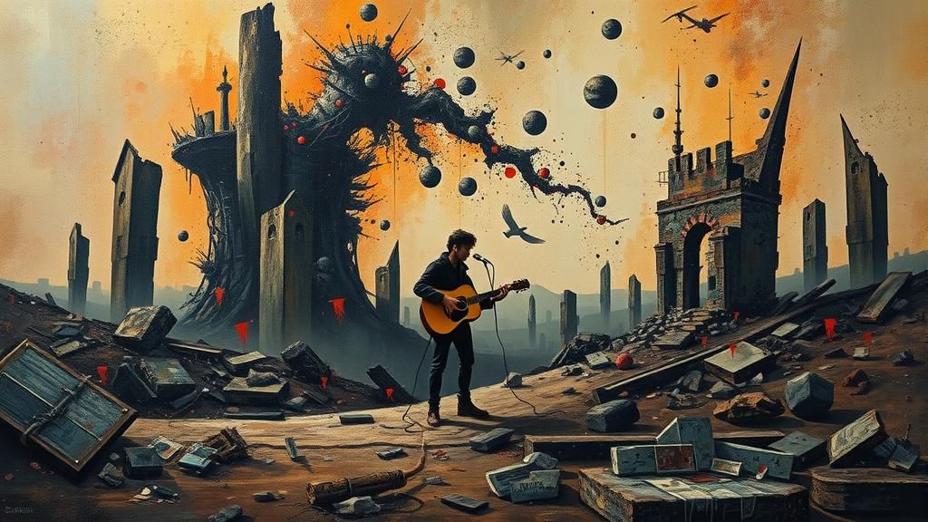 Apocalyptic Guitarist in Surrealist Heavy Metal Art