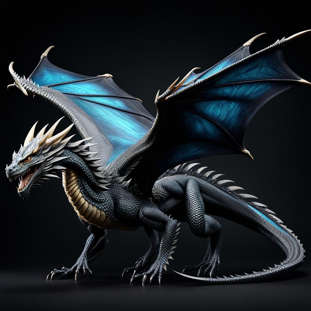 Flying Dragon with Prismatic Eye in Dark Fantasy Style