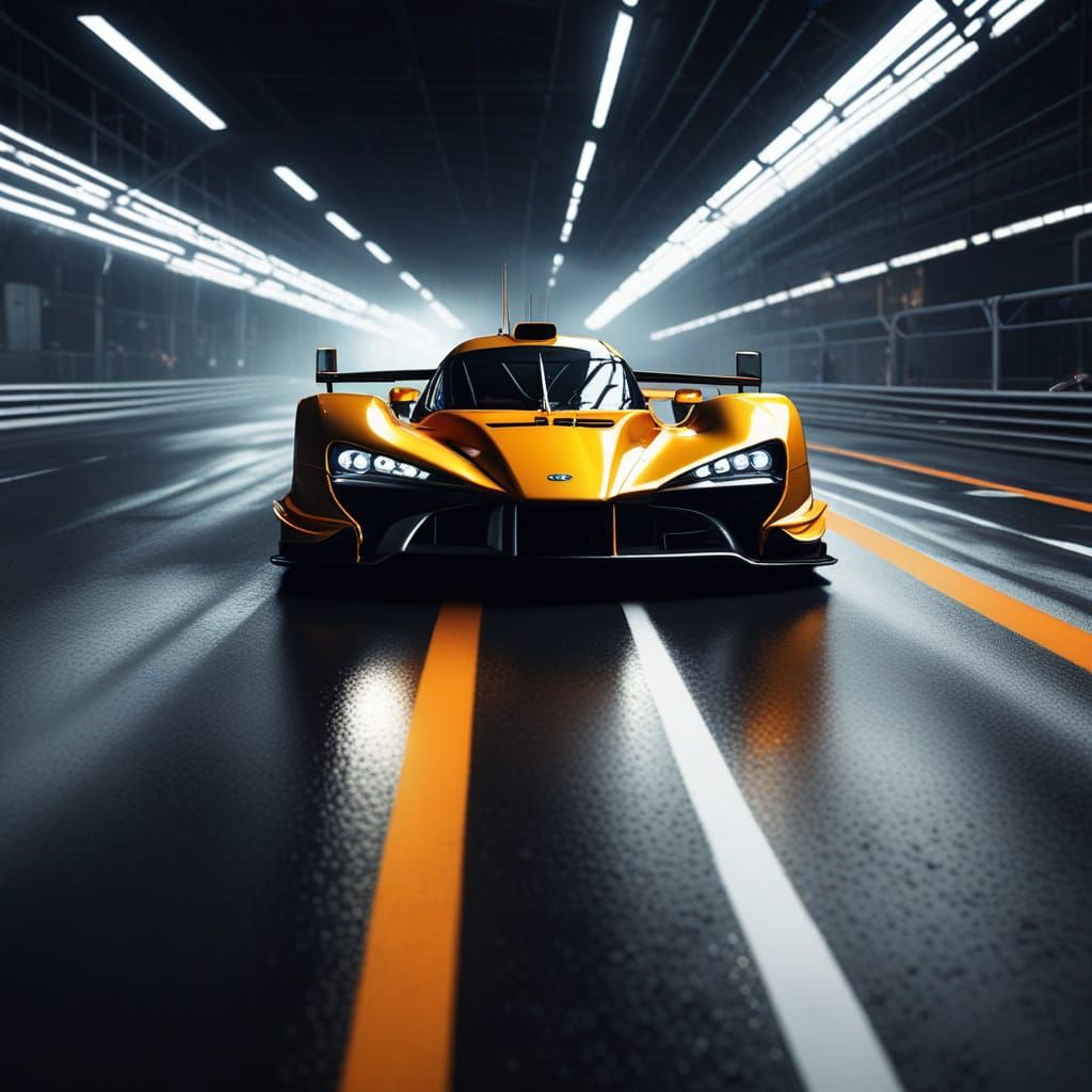 Racing Car on Track in Photorealistic Style