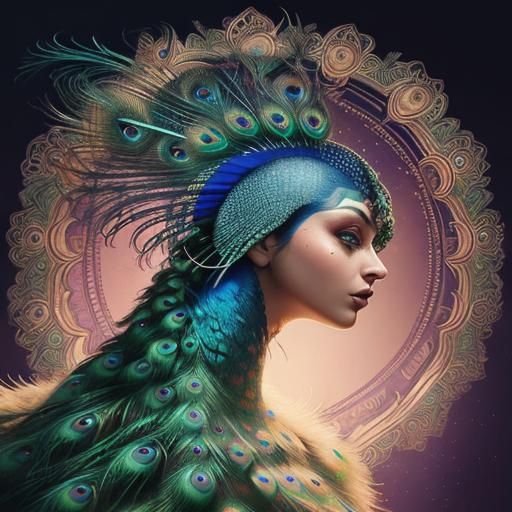 Hyperrealistic Peacock Human Concept Art
