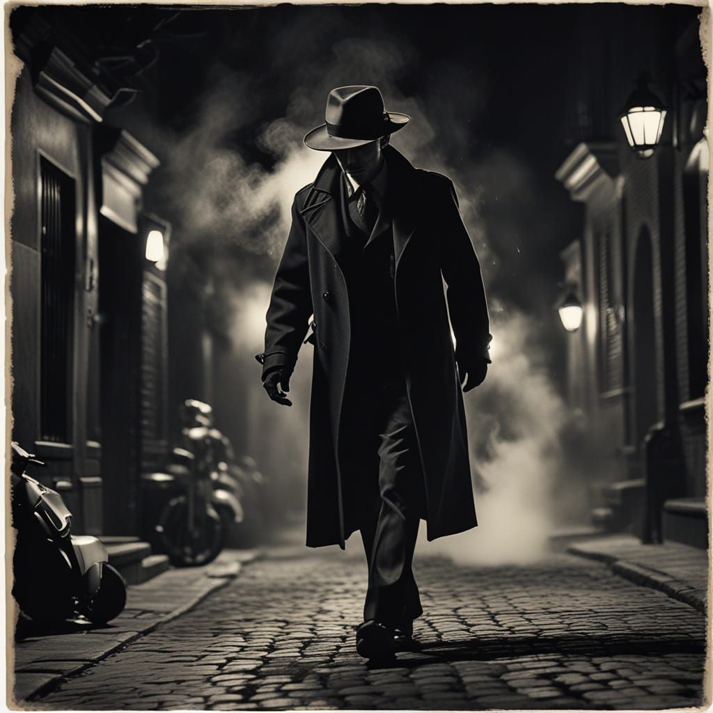 Mysterious Figure Strolls Through a Gloomy Nighttime Street ...