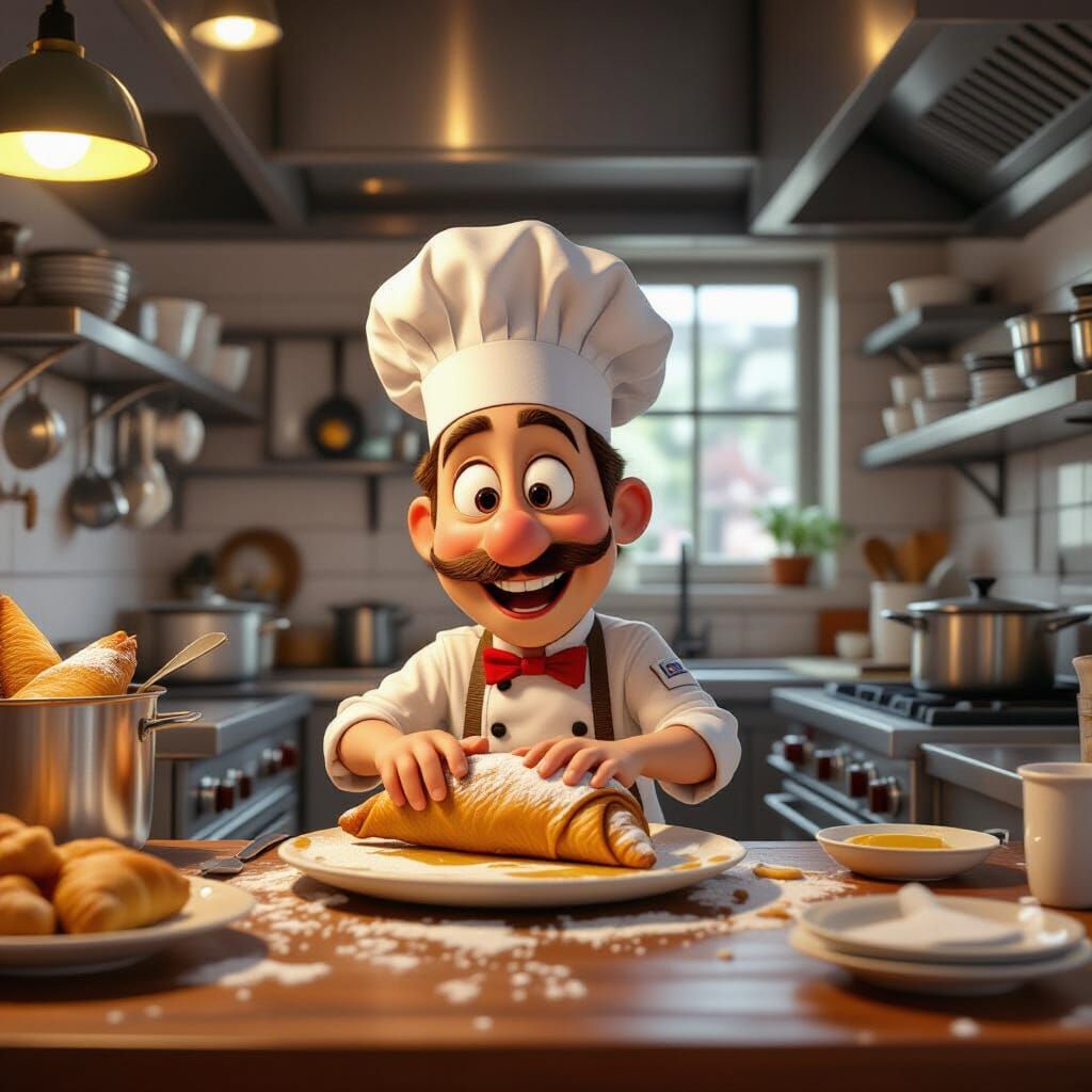 Canoli Cooking in Pixar-Style Animated Kitchen