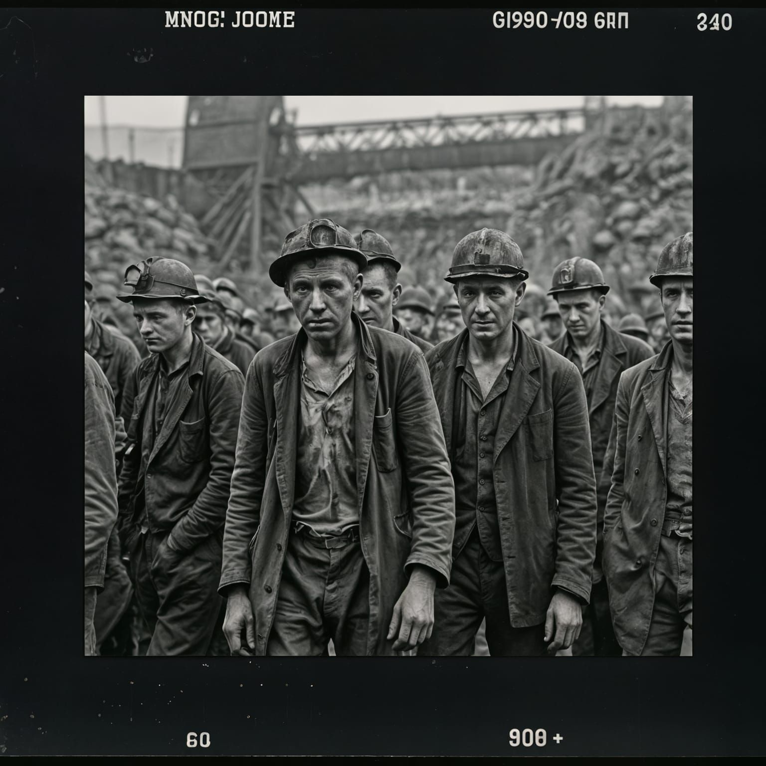 Miners Queue: Gritty Industrial Revolution Scene
