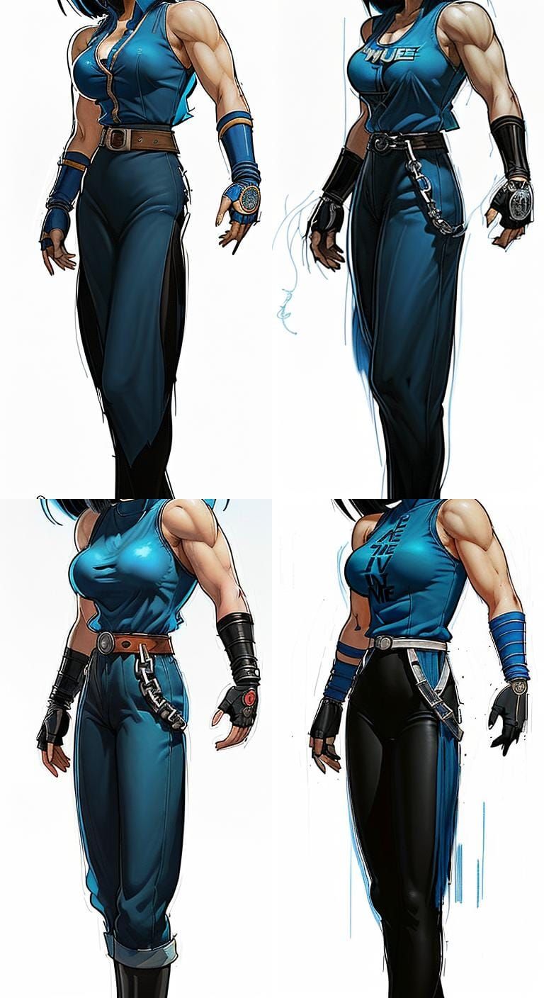 Anime-Style Portrait of a Female Muscle Athlete