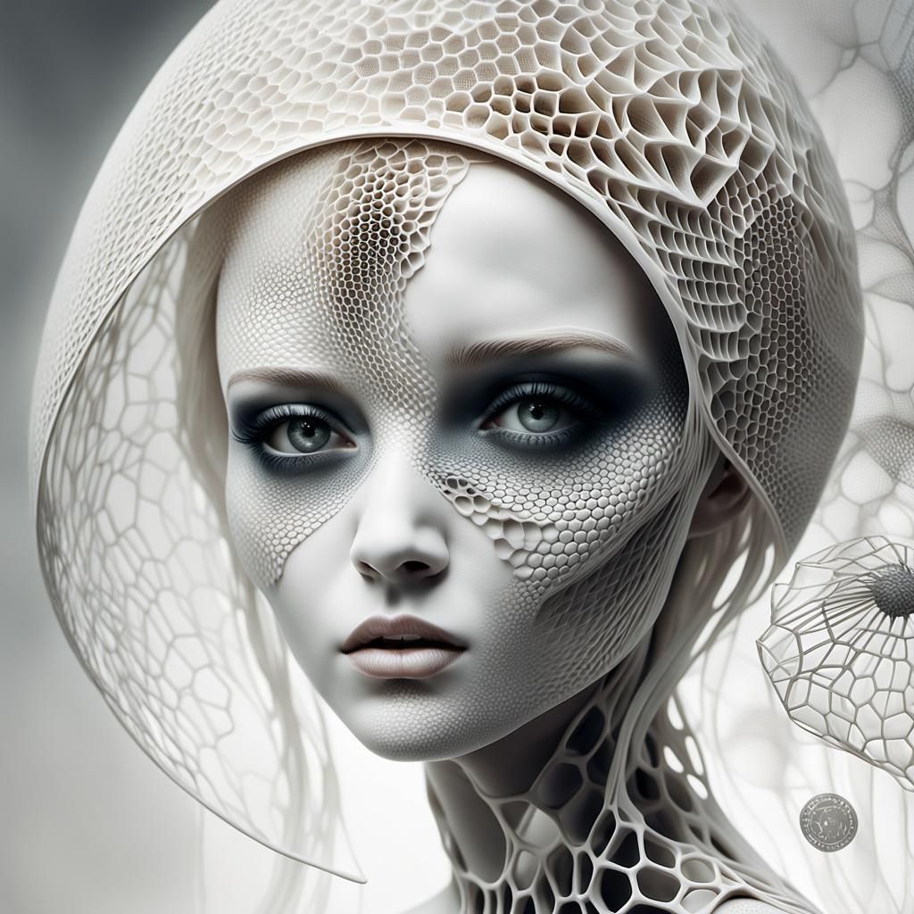 Surrealistic Porcelain Beauty in Shaded Canopy