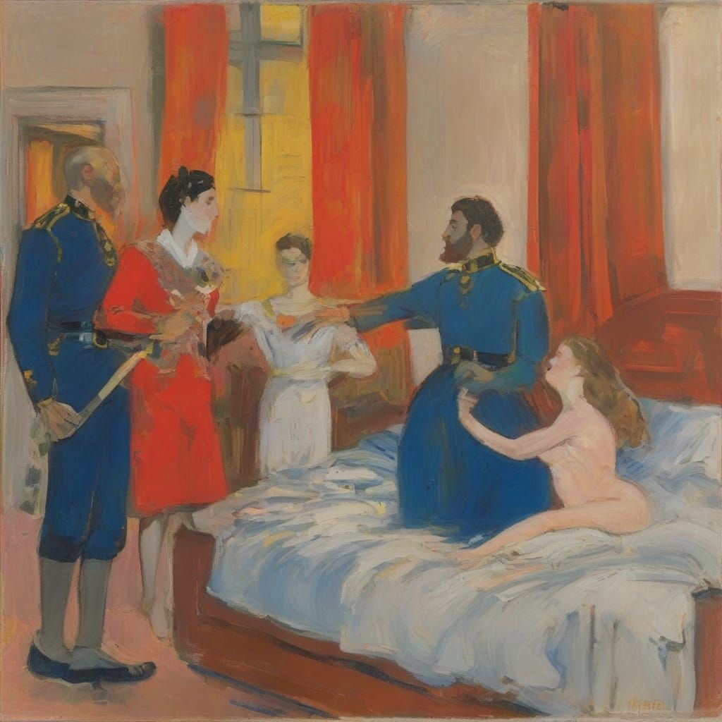 Hero Wakes to Shining Armor and Sword, in Matisse Warhol Sty...