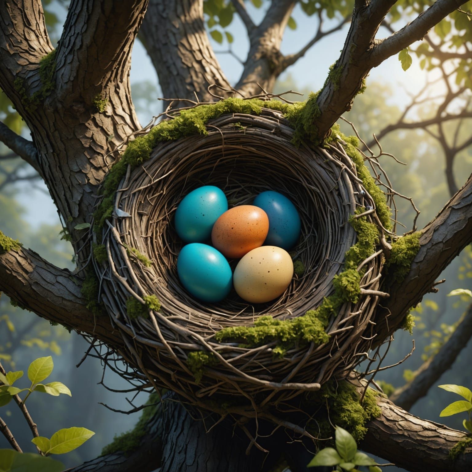 Hatching Egg in Detailed Fantasy Nest Art