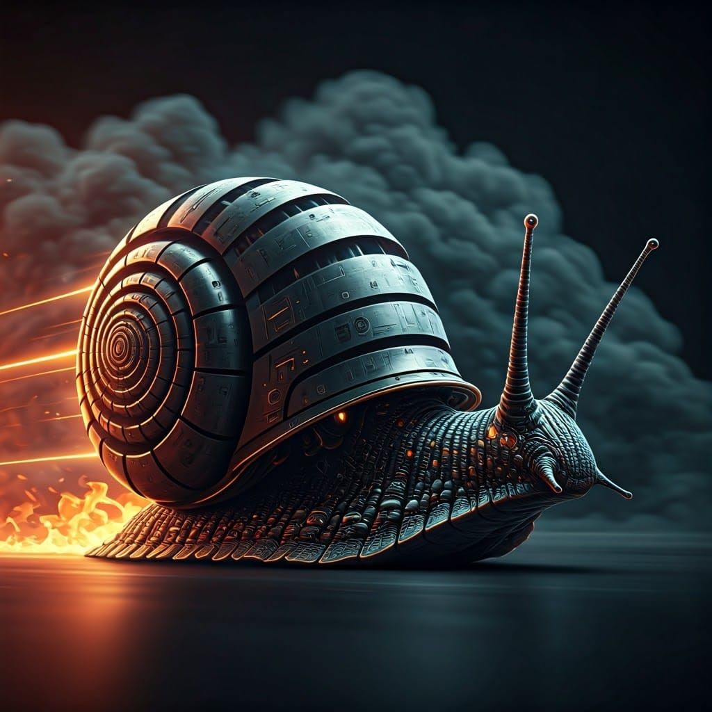 Futuristic Snail in High-Speed Motion
