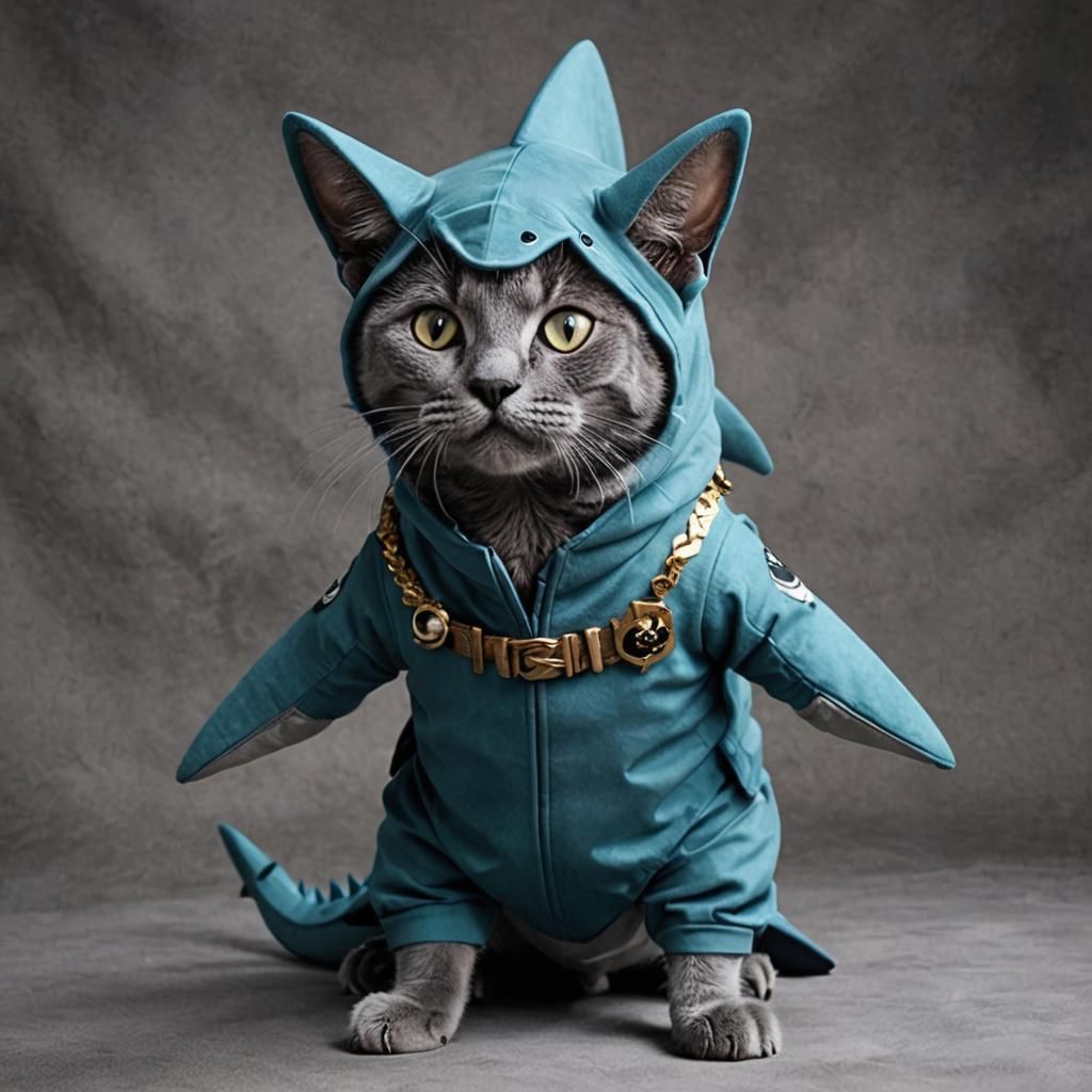 Russian Blue Cat as Gawr Gura