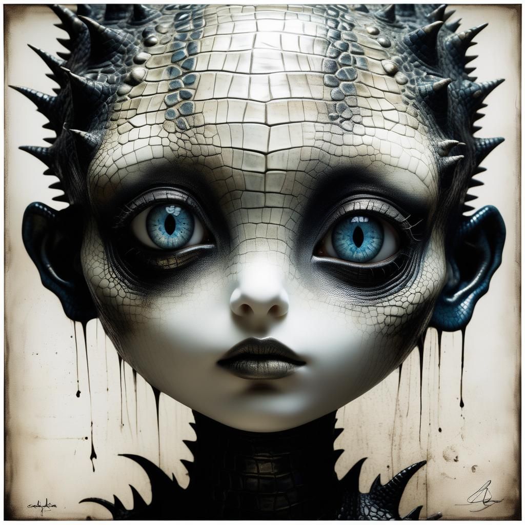 Demonic Cyborg Bear Portrait in Volcanic Hyperspace