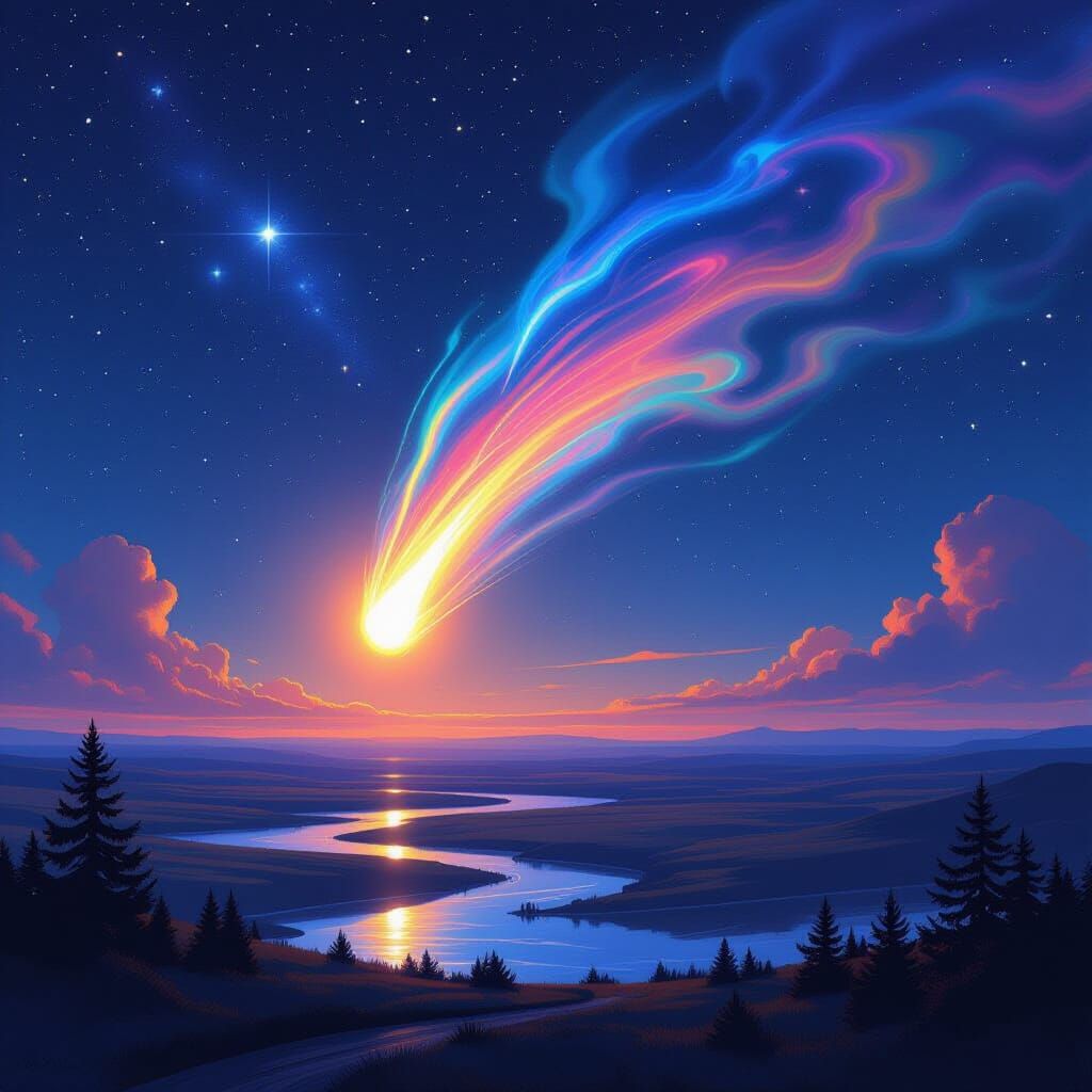 Interstellar Comet Approaches Earth in Vivid Celestial Style