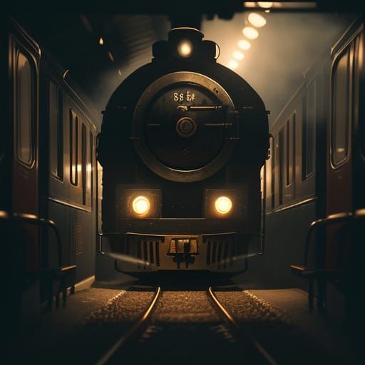 Vintage Train Speeds Through Moonlit Valley in Cinematic Fil...