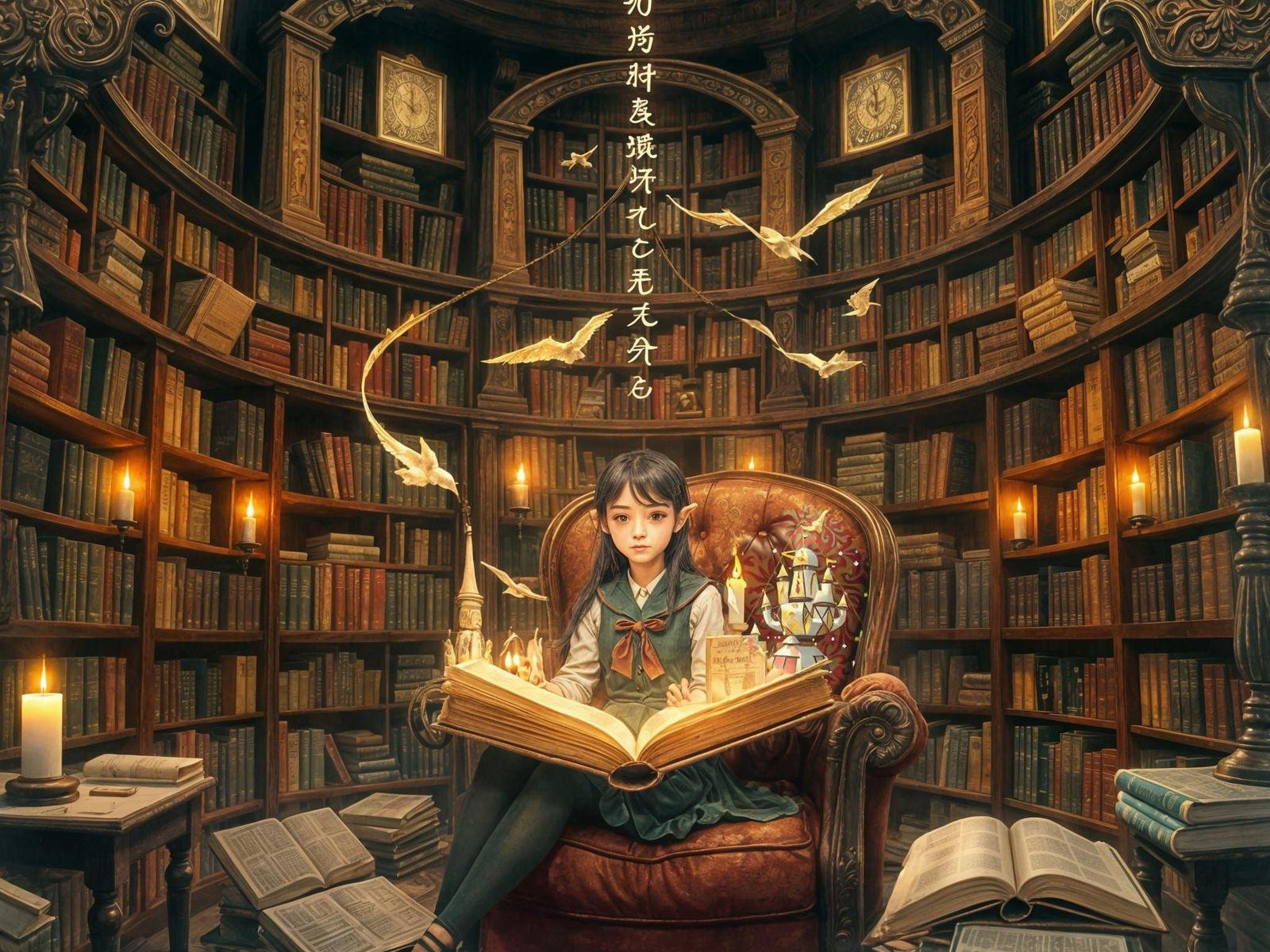 Elven girl with a magical book