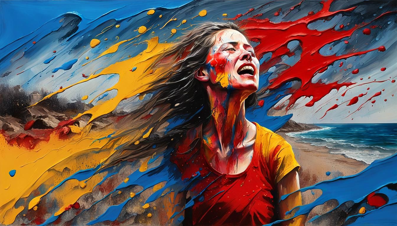 Woman's Anguish: A Neo-Expressionist Painting