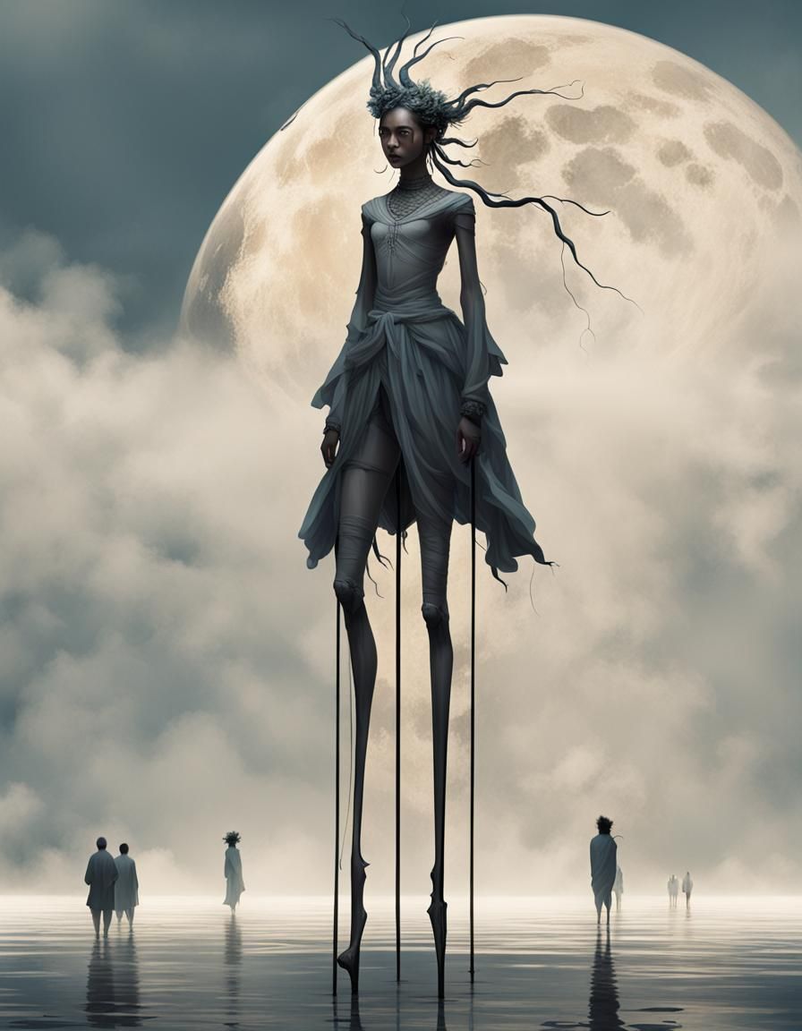 Art walking on stilts