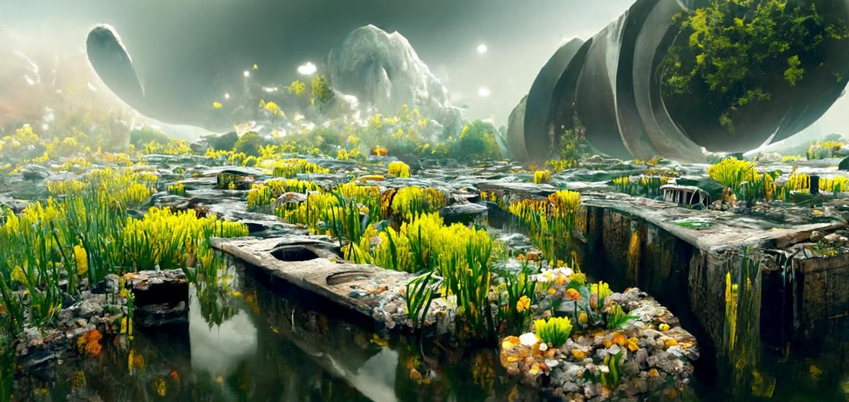 Biopunk River Reclaims Abandoned Temples in Alien World