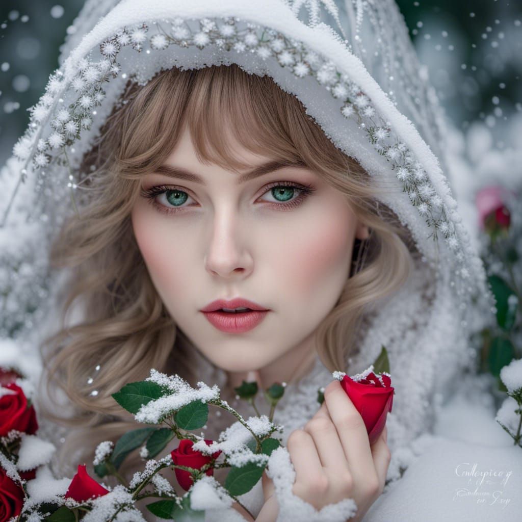 Ethereal Maiden in Snowed Flower Garden