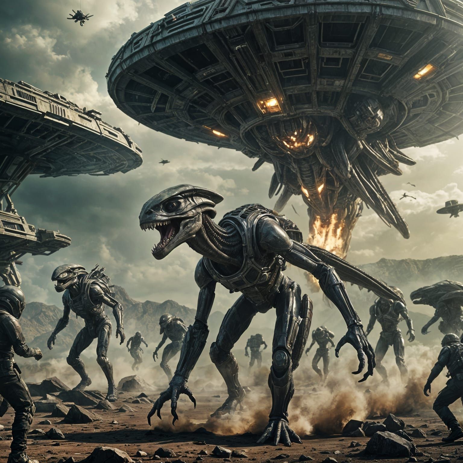 Epic Alien Invasion: Dramatic Cinematic Film Still
