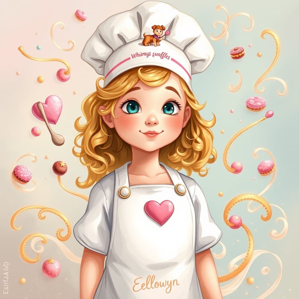 Whimsical Logo with Girl Conjuring Waffles