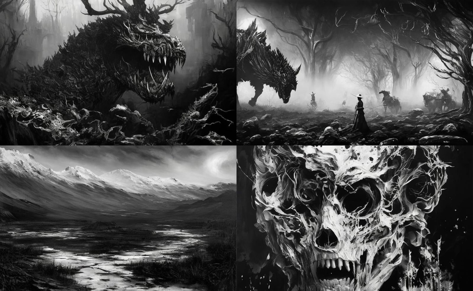 Terrifying Horror Scene in Black and White Speedpaint