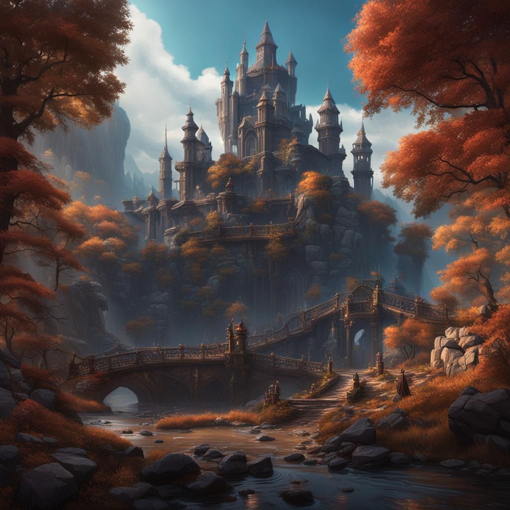 Fantastical Detailed Matte Painting in Deep Color