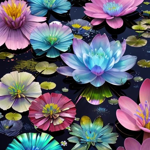 Iridescent Swamp Flowers Floating in the Wind