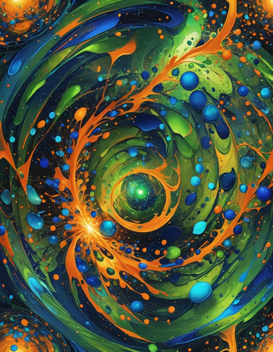 Abstract Digital Painting: Swirling Vortex of Light