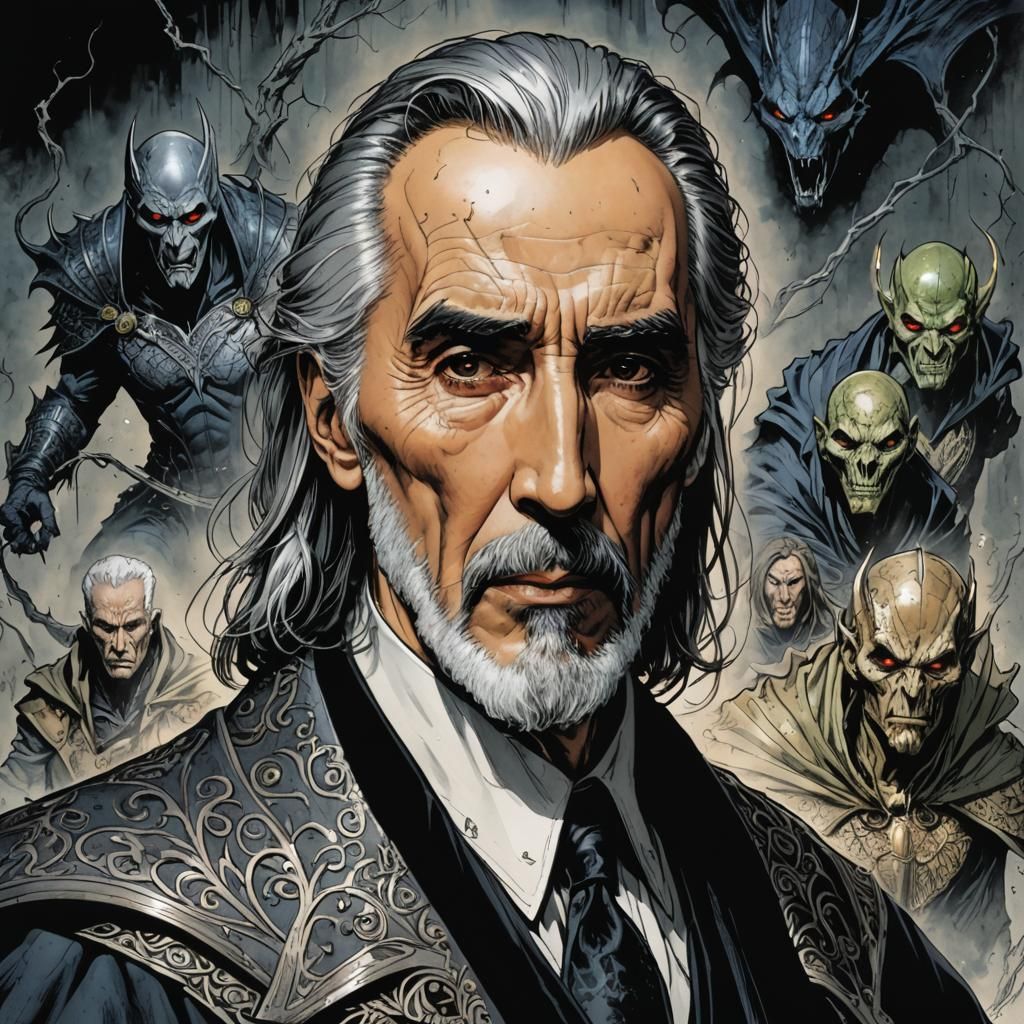 Christopher Lee Portrait in Comic Book Style
