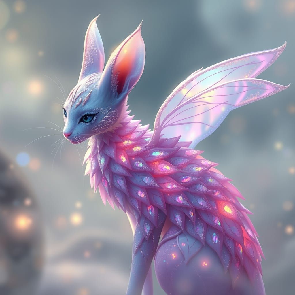 Ethereal Feline Goddess in Pastel Petals