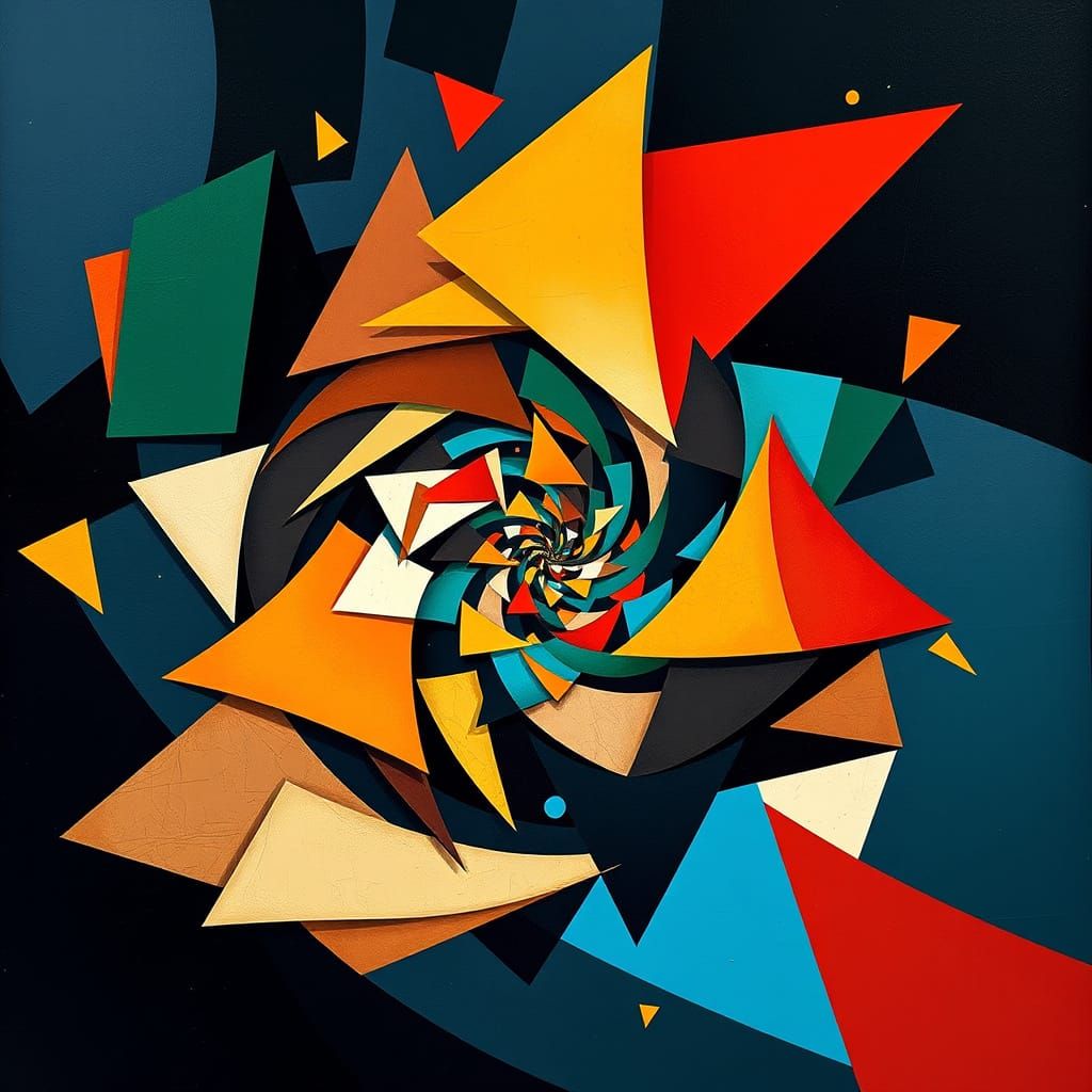 Abstract Geometric Vortex in Cubist Style