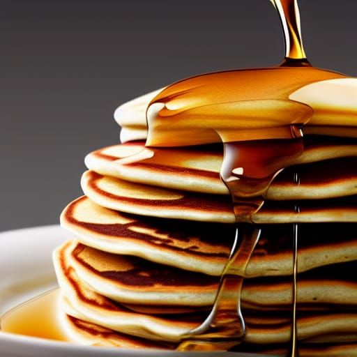 Photorealistic Pancake Stack with Syrup, Cinematic Lighting