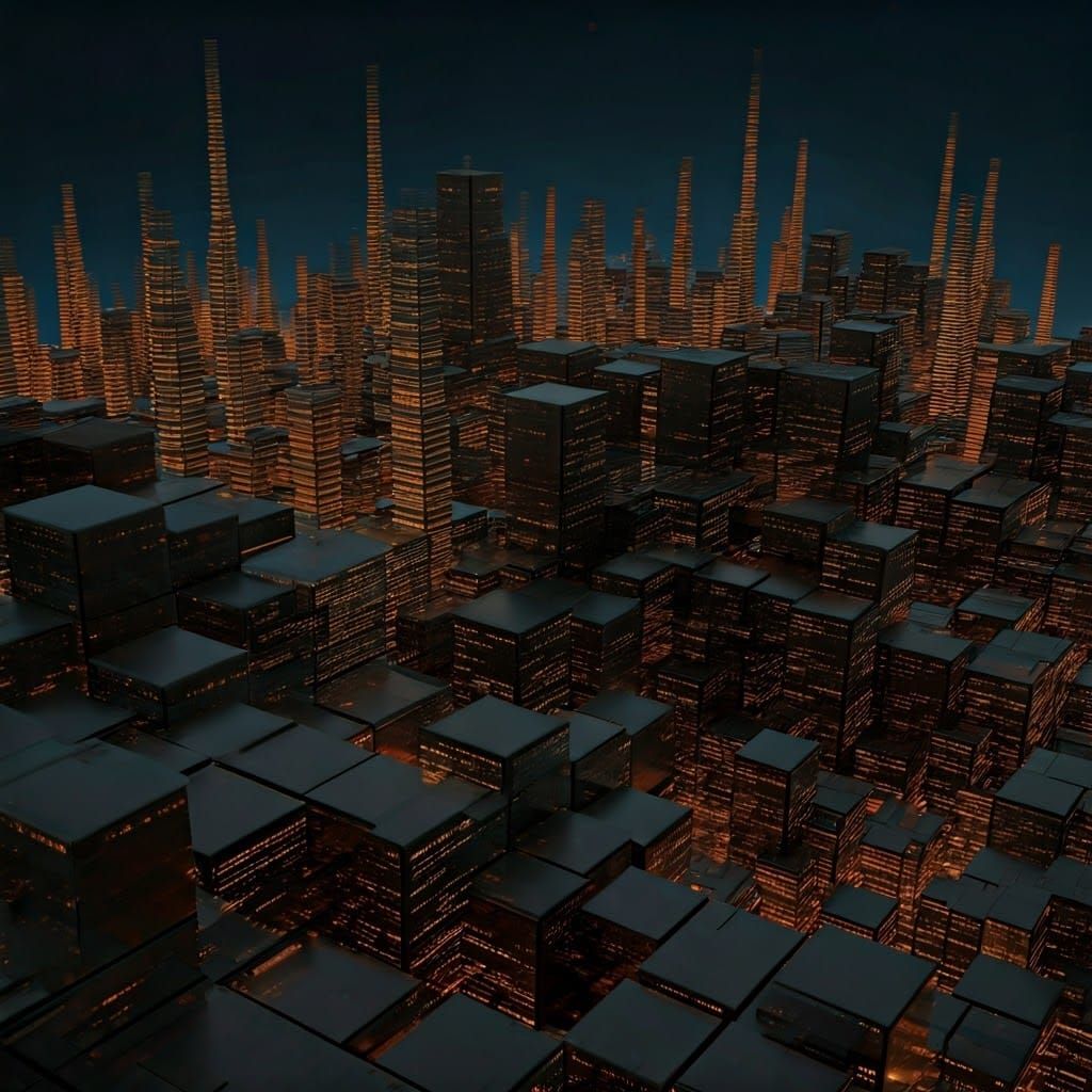 Futuristic Cityscape in Neon Cubes