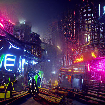 Neon Cityscape in Cyberpunk Style