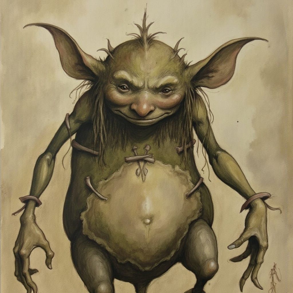 Whimsical Goblin in Brian Froud Style