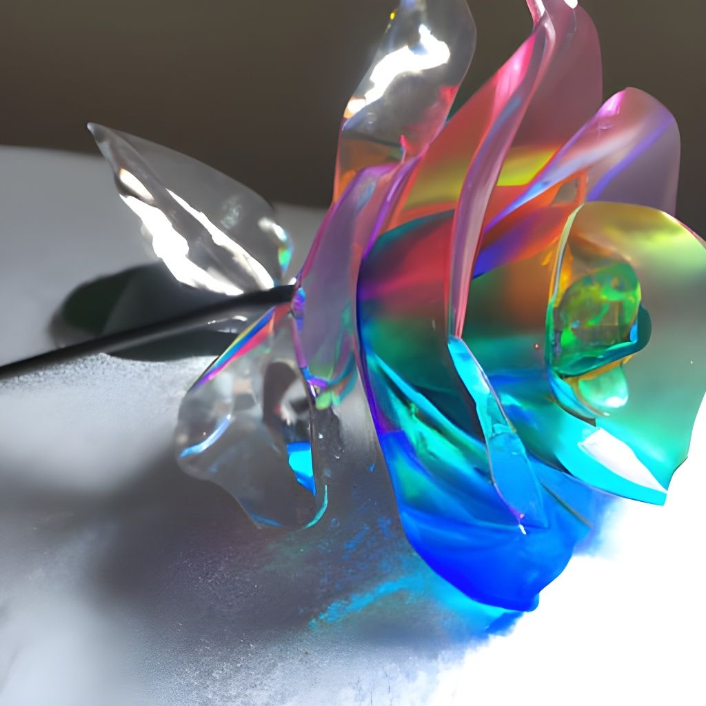 Reflective Rainbow Crystal Rose Sculpture