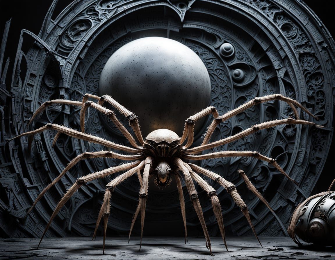 Arachnid Emerges from Cosmic Twilight: Surrealist Close-Up