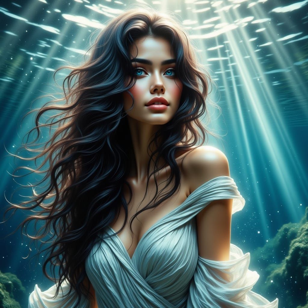 Surreal Beauty in Shimmering Silver, Inspired by Hyperrealis...