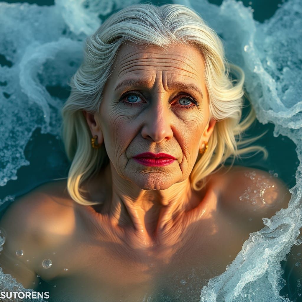 Elderly Transvestite as Venus in Surrealist Style