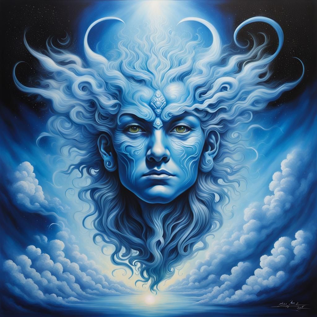 Air Elemental Portrait in Airbrush Art Style