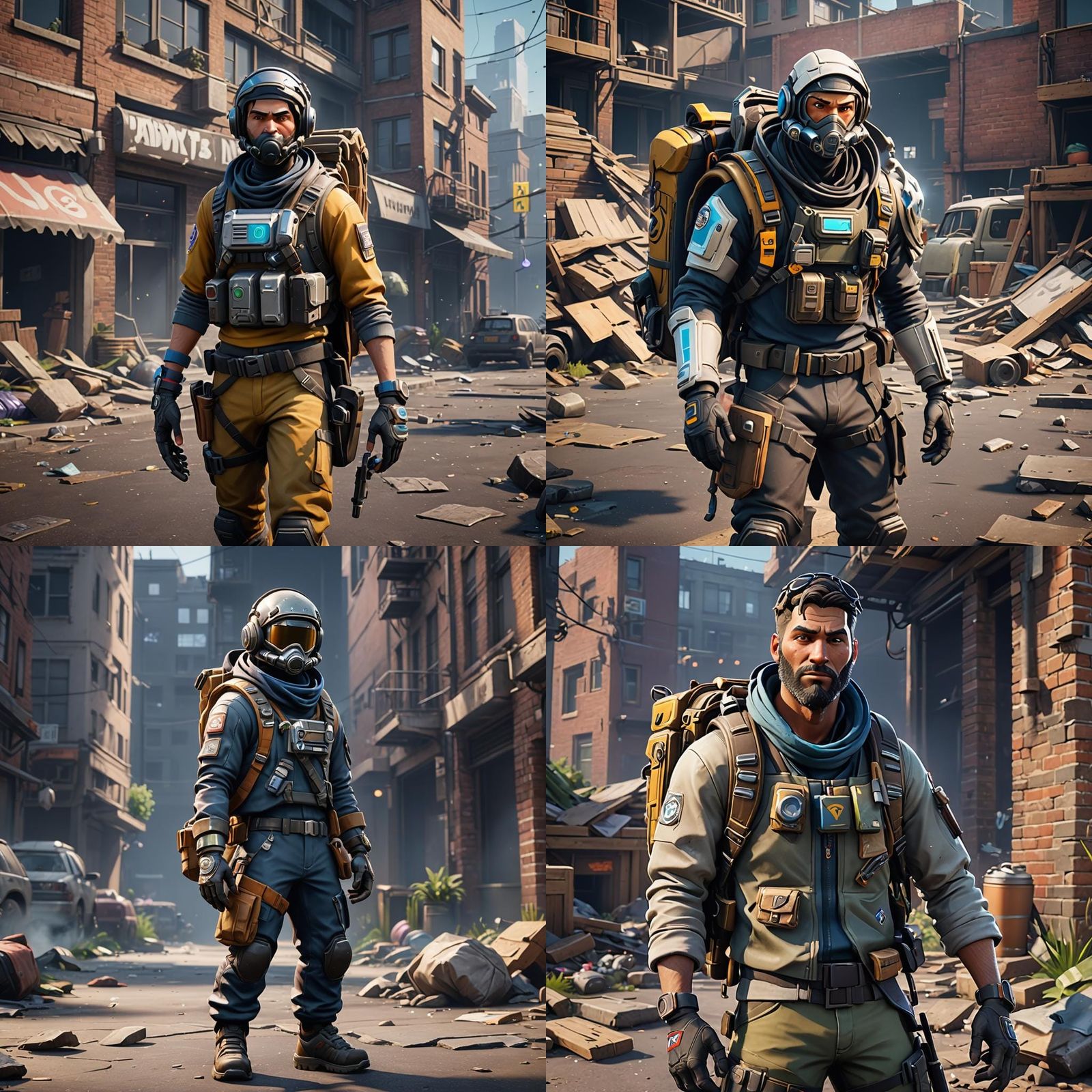 space fornite video game character
with a distinctly homeless look