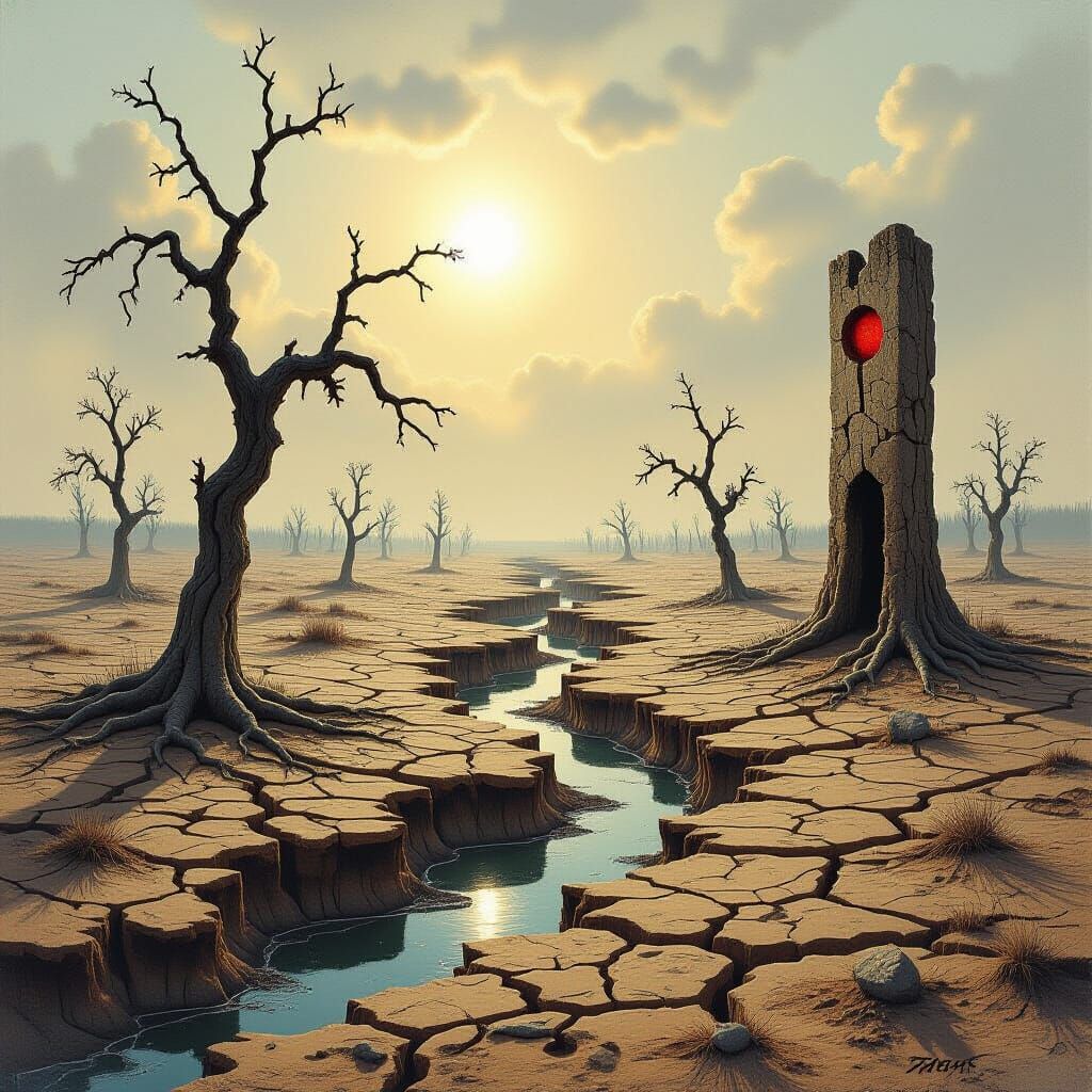 Surreal Barren Landscape in Post-Apocalyptic Style