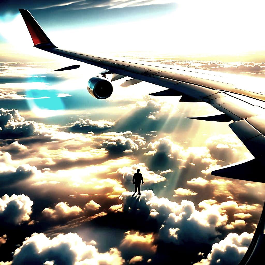 Man on Airplane Wing: Cinematic Film Still