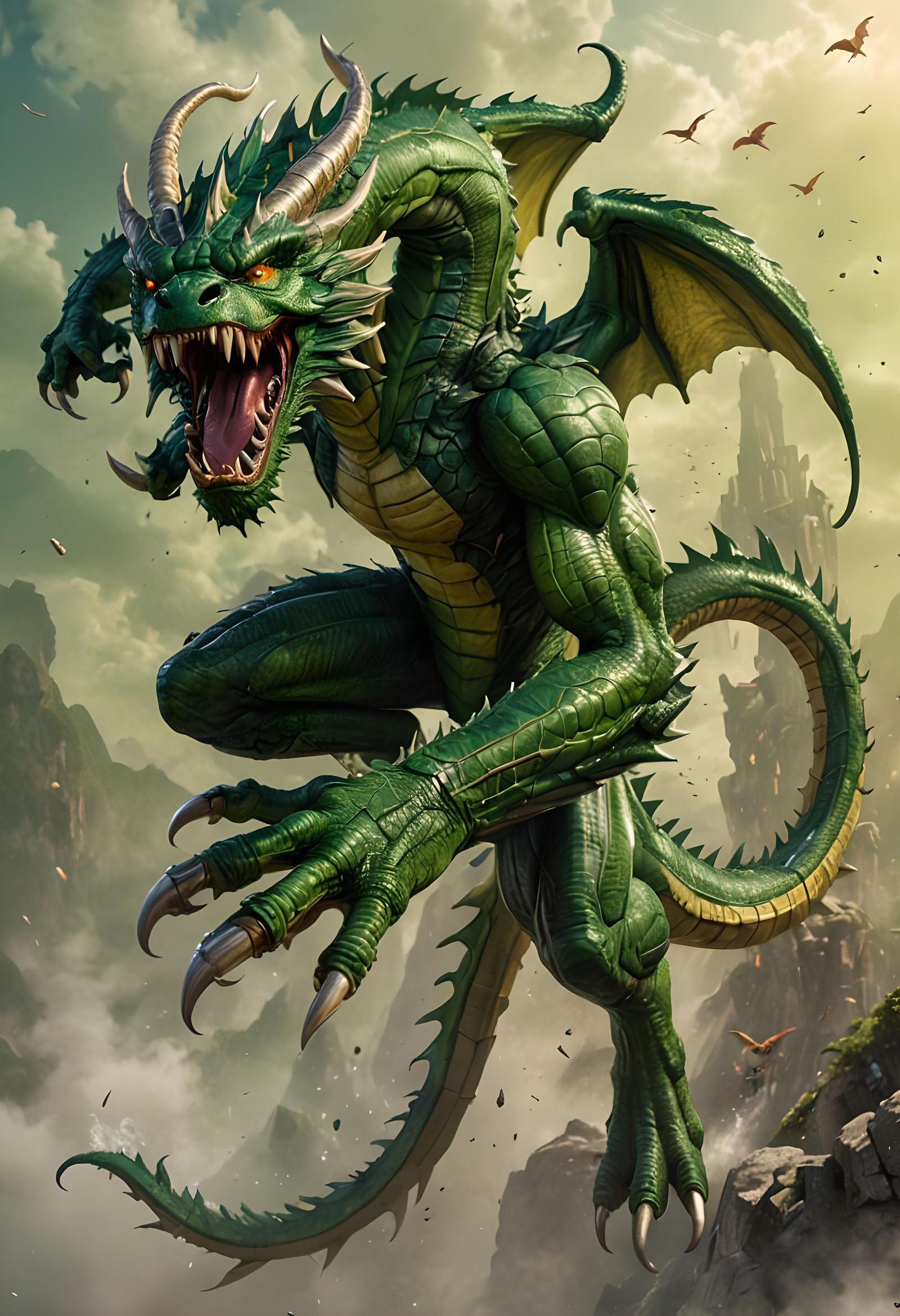 Hyperrealistic Fin Fang Foom Dragon Splash Art