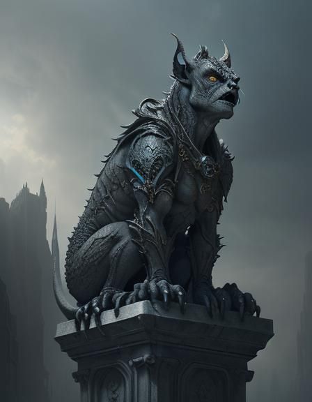 Dramatic Gargoyle Digital Matte Painting