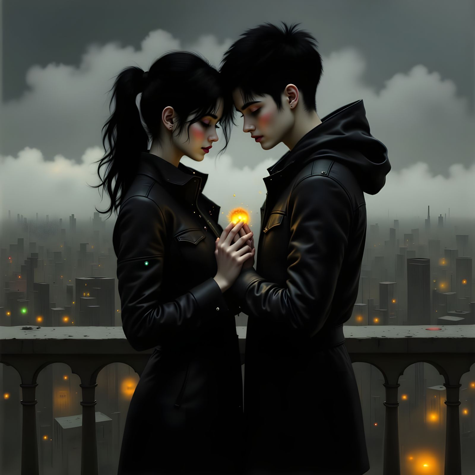 Young Couple Finds Solace in Each Other's Embrace Amidst a S...